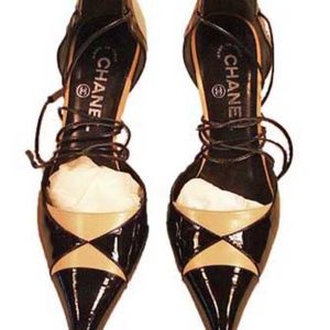 CHANEL GLADIATOR STILETTOS, Sz 7.5B, HEEL 3 inch, MADE ITALY, TAGS ON NEVER WORN